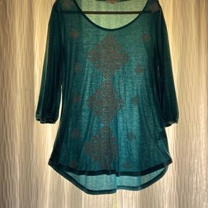 Suzanne Betro Weekend turquoise T-shirt. Size large.
